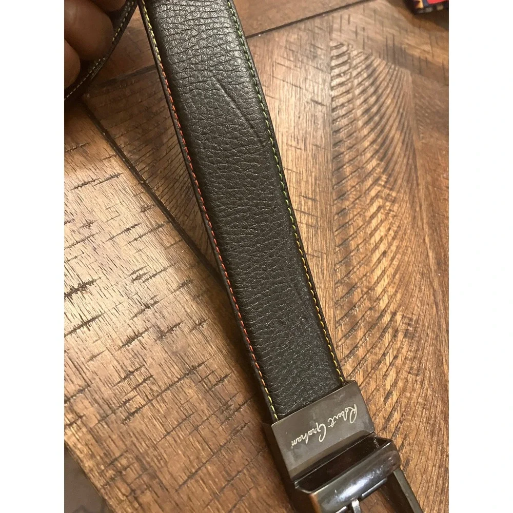 Robert Graham Mens Black‎ Pebbled Belt Rainbow Contrast Stitching 34 RG300266